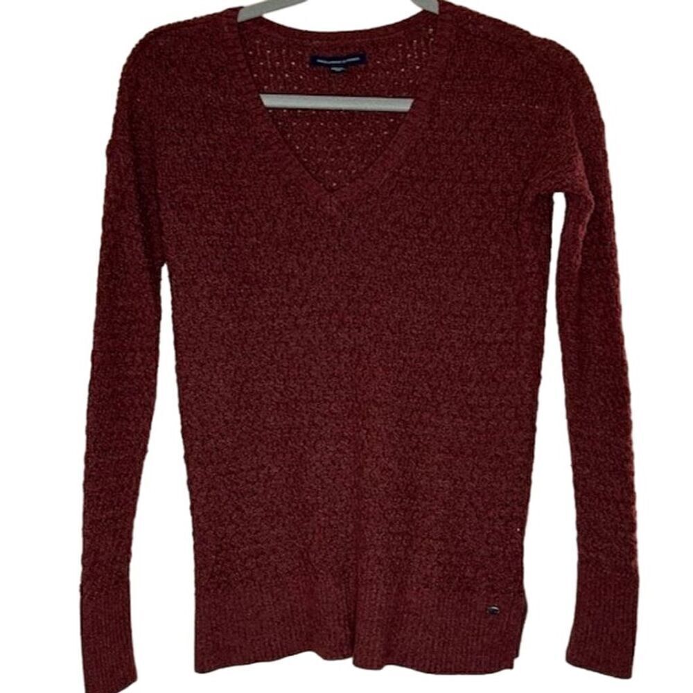 American Eagle Women's V-Neck Orange Pullover Sweater Size XXS Casual